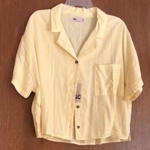 NWT SO Goods for Life Button front shirt cropped dad shirt size XXL yellow - Picture 1 of 2